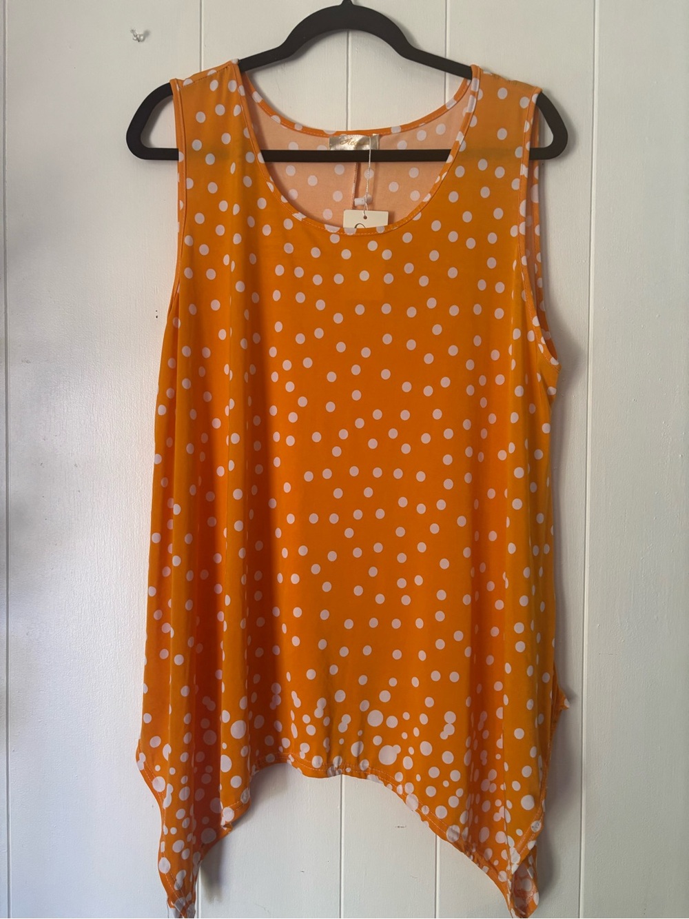 Orange Polka Dot Sleeveless Tunic Top